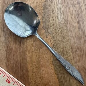 Vintage Stainless Serving Spoon Midcentury Rose‎ Design Japan MCM